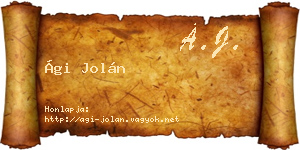 Ági Jolán névjegykártya